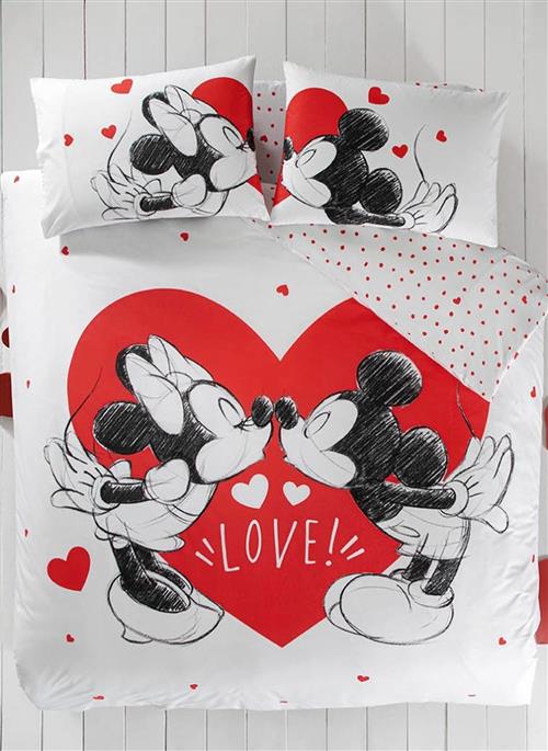 Disney Minnie&Mickey Heart Pamuk Nevresim Takımı